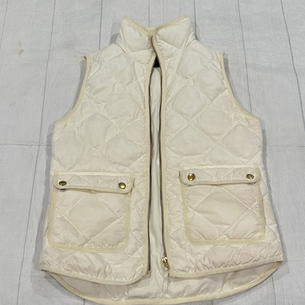 J Crew XXS EUC Women's Cream Quilted Vest